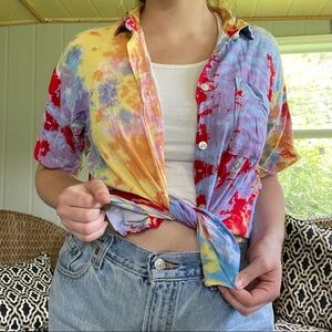 Multicolor Tie Dye Button-up